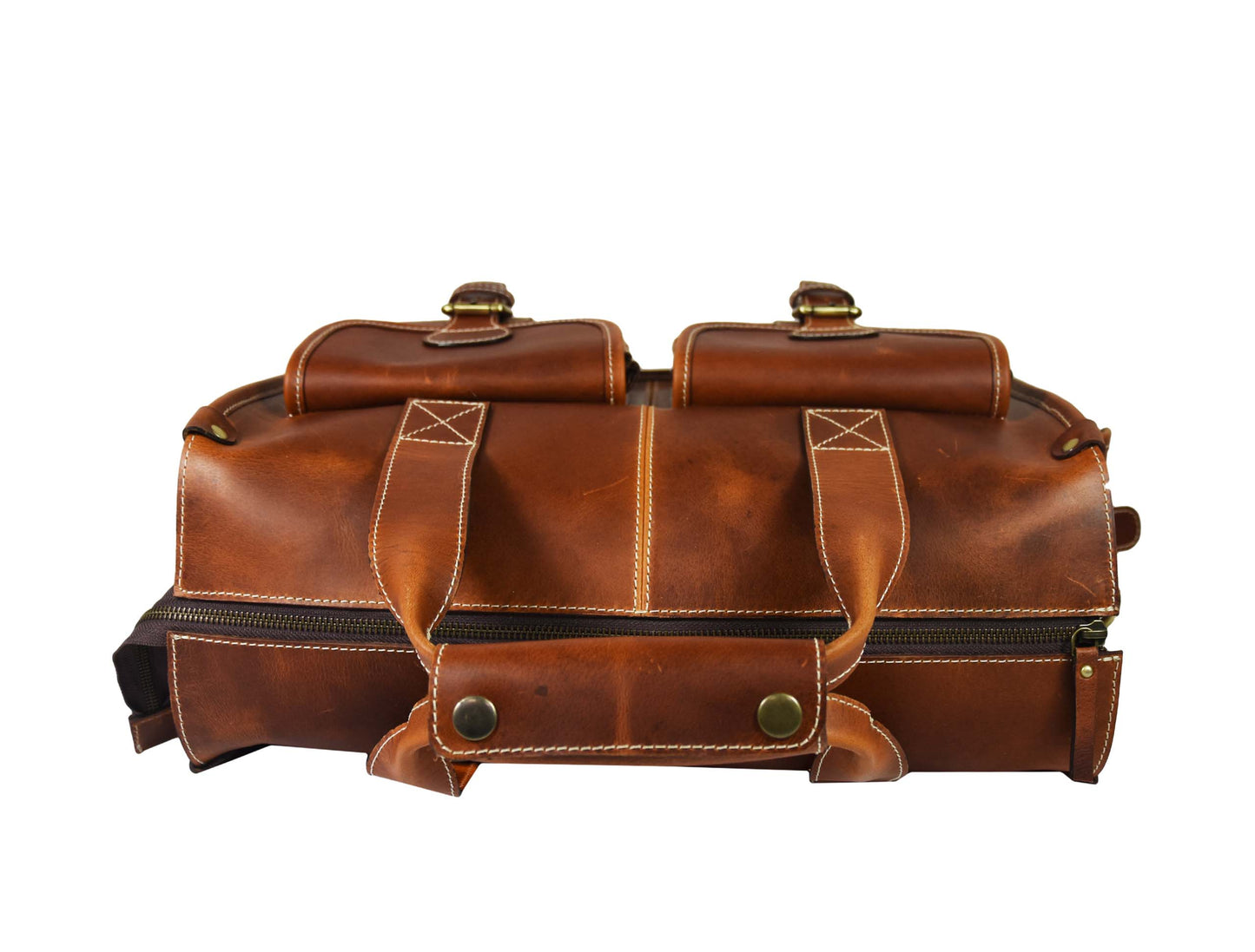 Vintage Leather Messenger Briefcase – Multi-Pocket Laptop & Office Bag