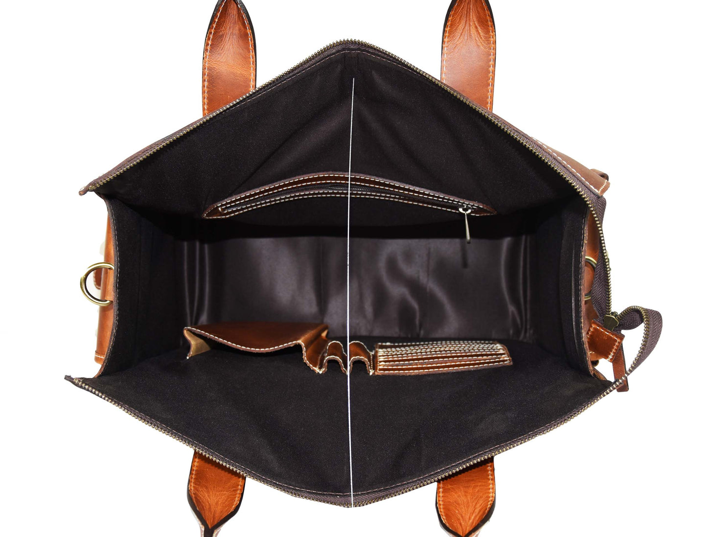 Vintage Leather Messenger Briefcase – Multi-Pocket Laptop & Office Bag