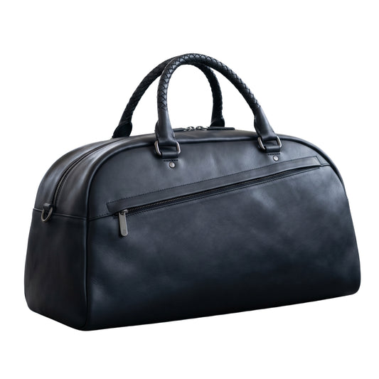 Luxury Black Leather Weekender Bag – Premium Travel Duffle for Men