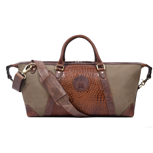 Durable Leather Canvas Weekender Duffle Bag