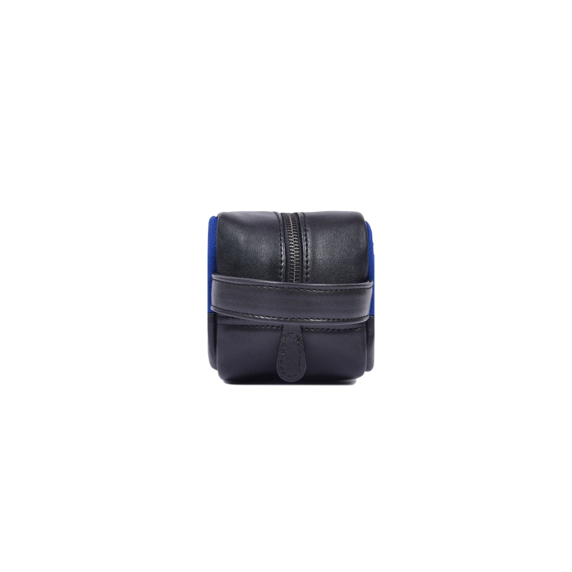 Blue Canvas & Black Leather Zipper Toiletry Pouch - Aaron Leather Goods