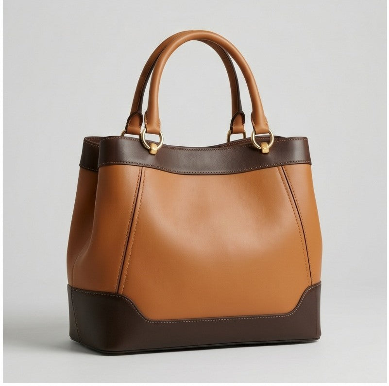 Elegant Dual-Tone Leather Tote Bag for Women