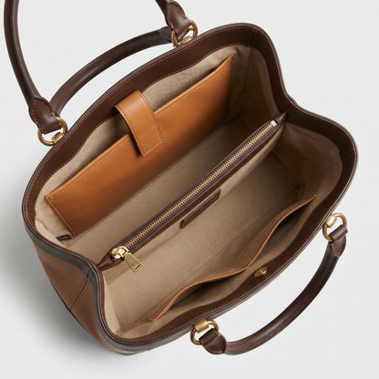 Elegant Dual-Tone Leather Tote Bag for Women