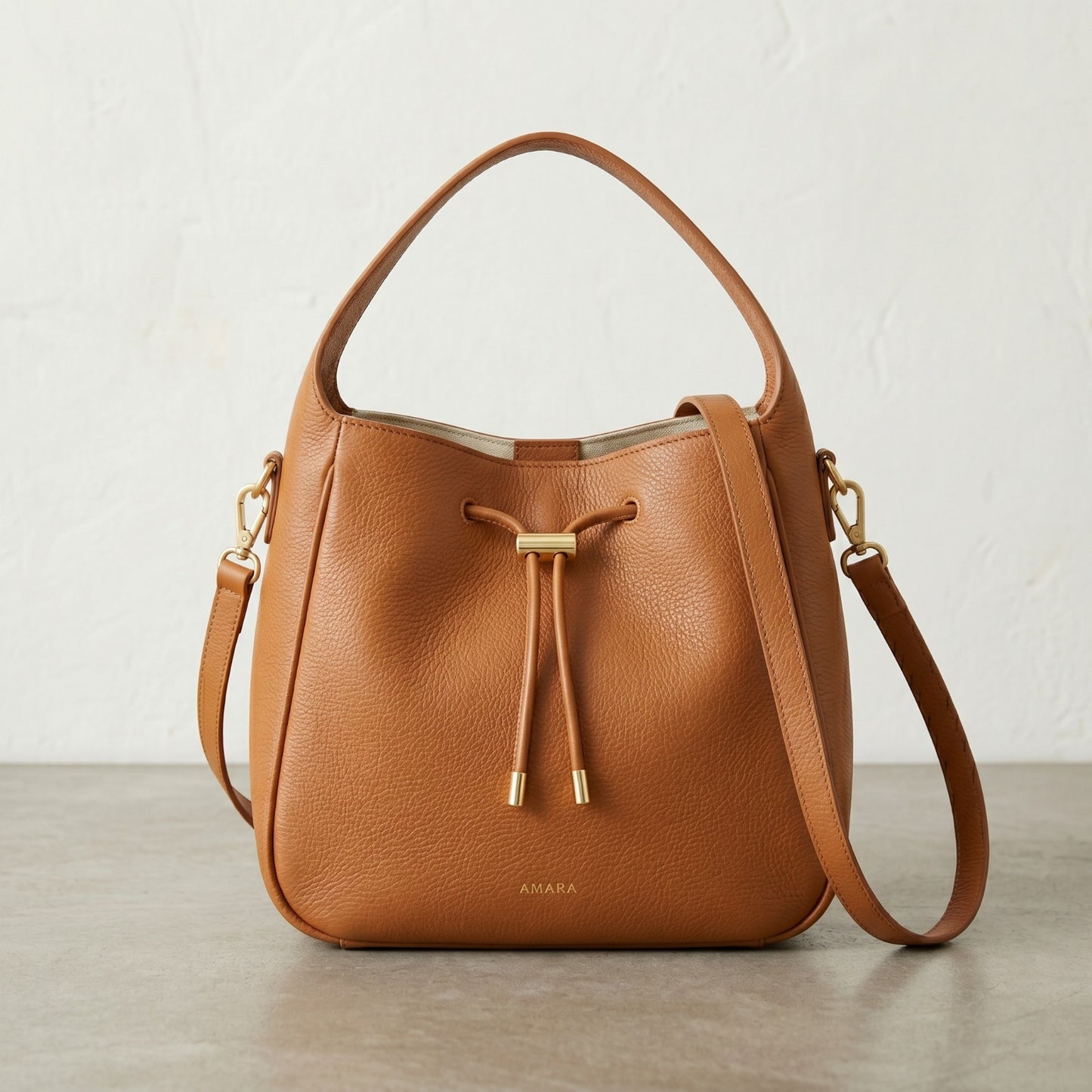 Elegant Leather Bucket Hand Bag for Women
