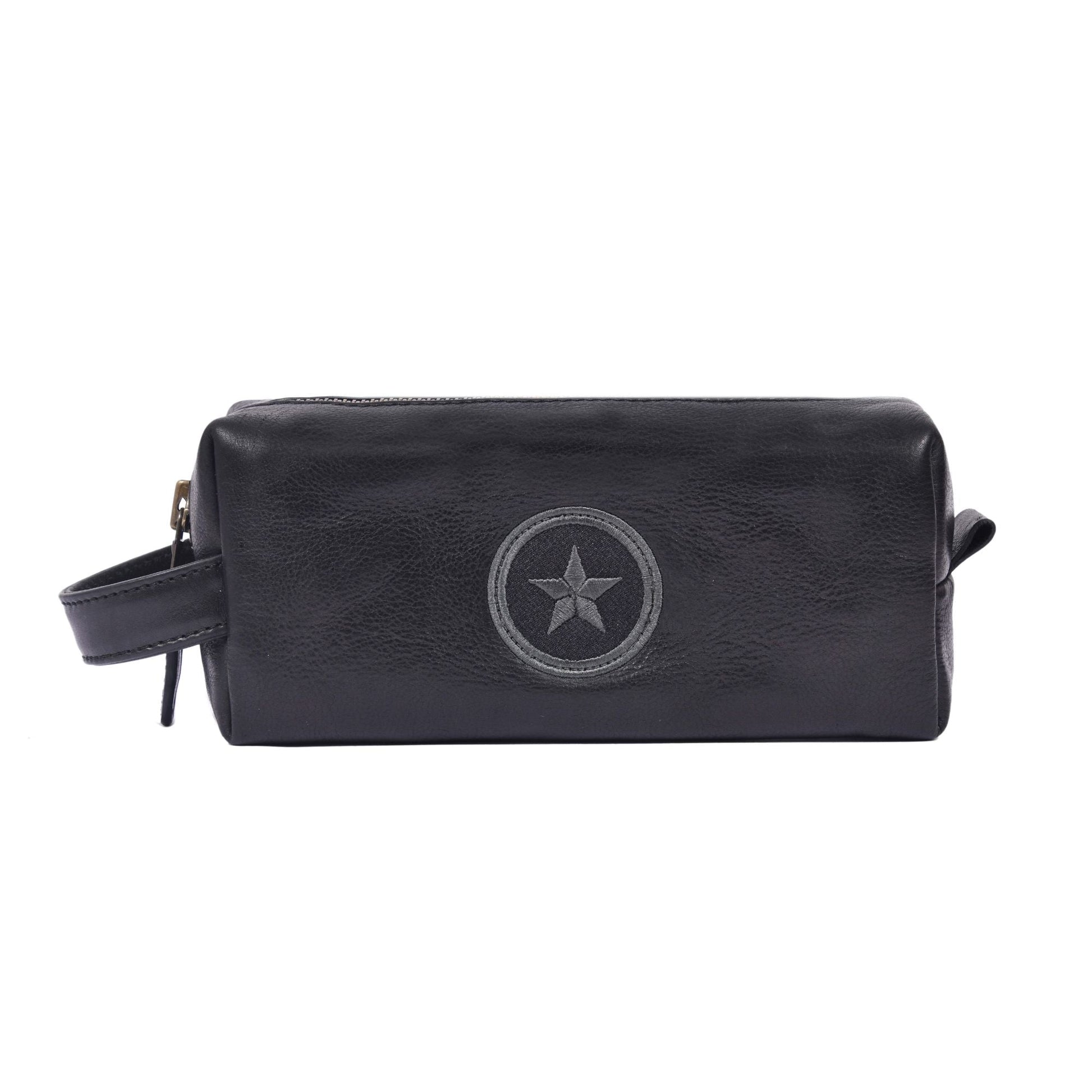 Handcrafted Black Leather Toiletry Bag - Aaron Leather Goods
