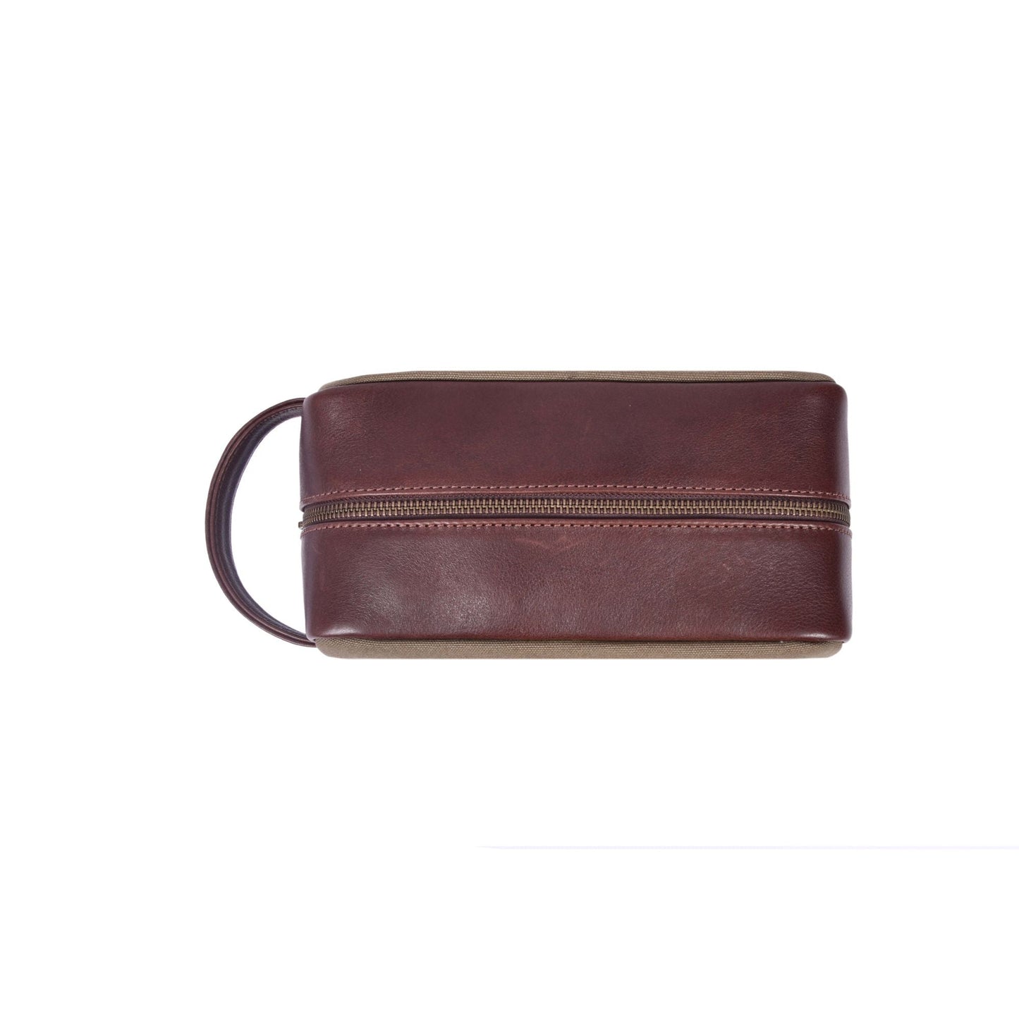 Leather & Canvas Travel Toiletry Bag with Front Zipper Pocket - Aaron Leather Goods