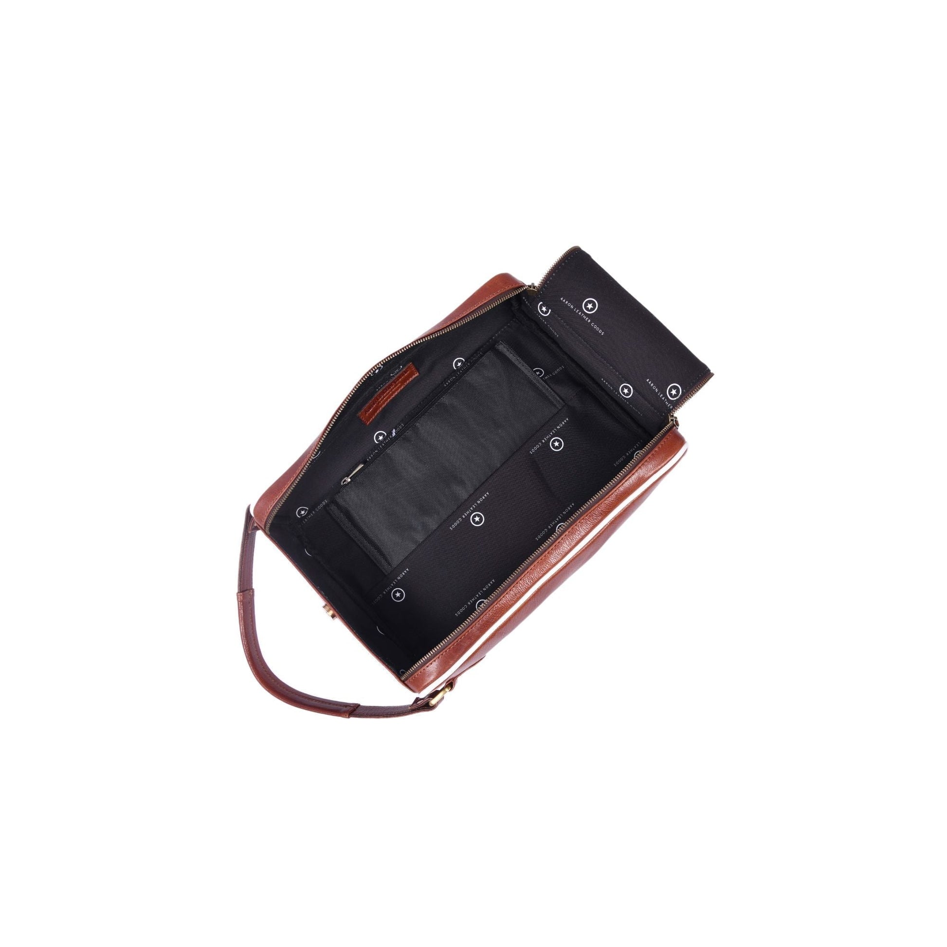 Leather Golf Shoe Bag with Dual Zipper & Top Handle - Aaron Leather Goods