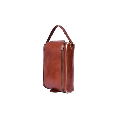 Leather Golf Shoe Bag with Dual Zipper & Top Handle - Aaron Leather Goods