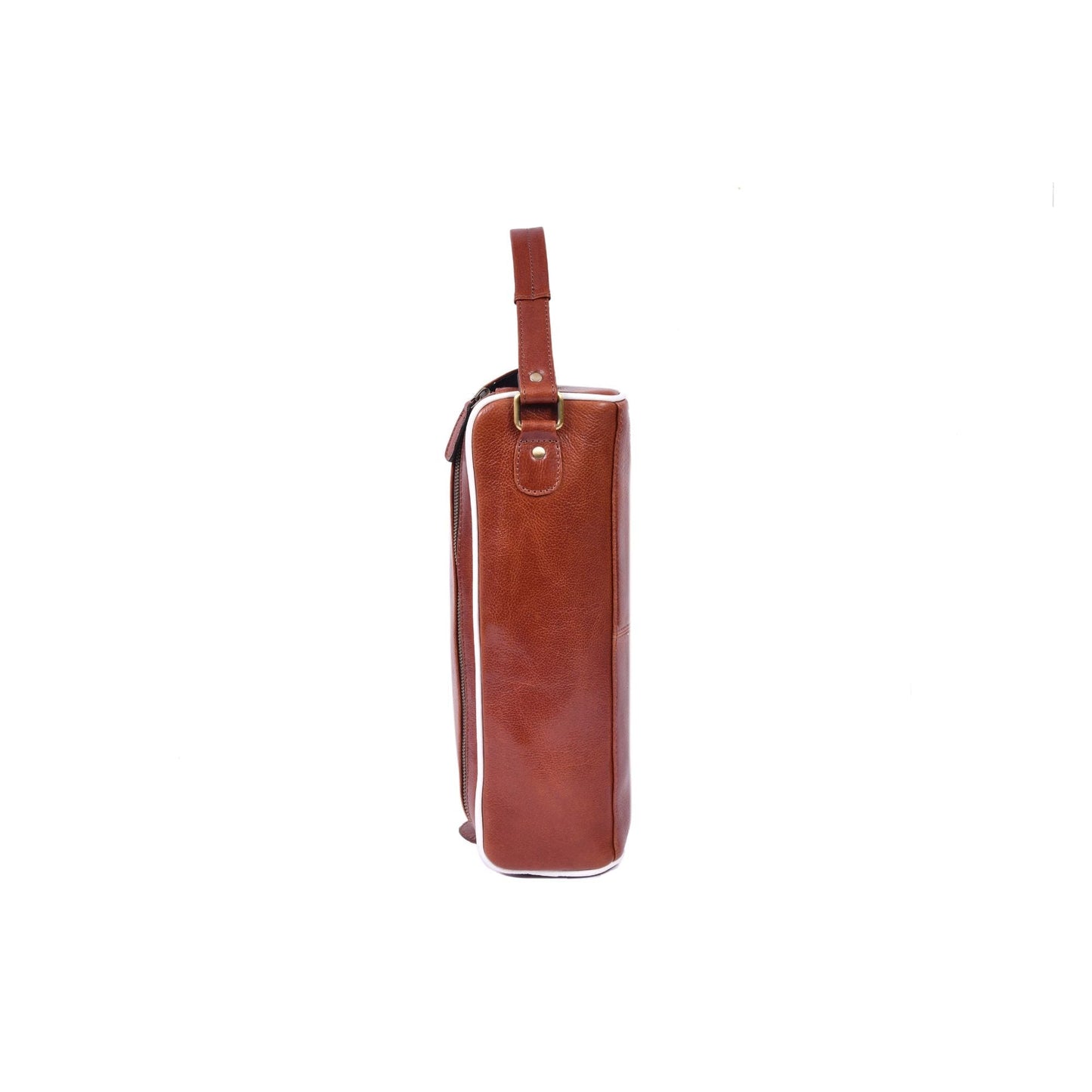Leather Golf Shoe Bag with Dual Zipper & Top Handle - Aaron Leather Goods