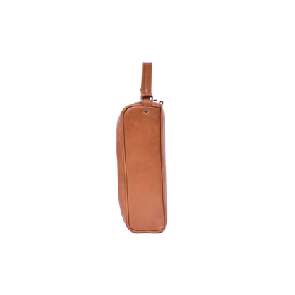 Leather Travel Toiletry Bag with Handle & Zip - Aaron Leather Goods