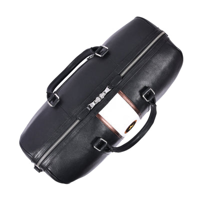 Minimalist Black Leather Weekender Duffle Bag - Aaron Leather Goods
