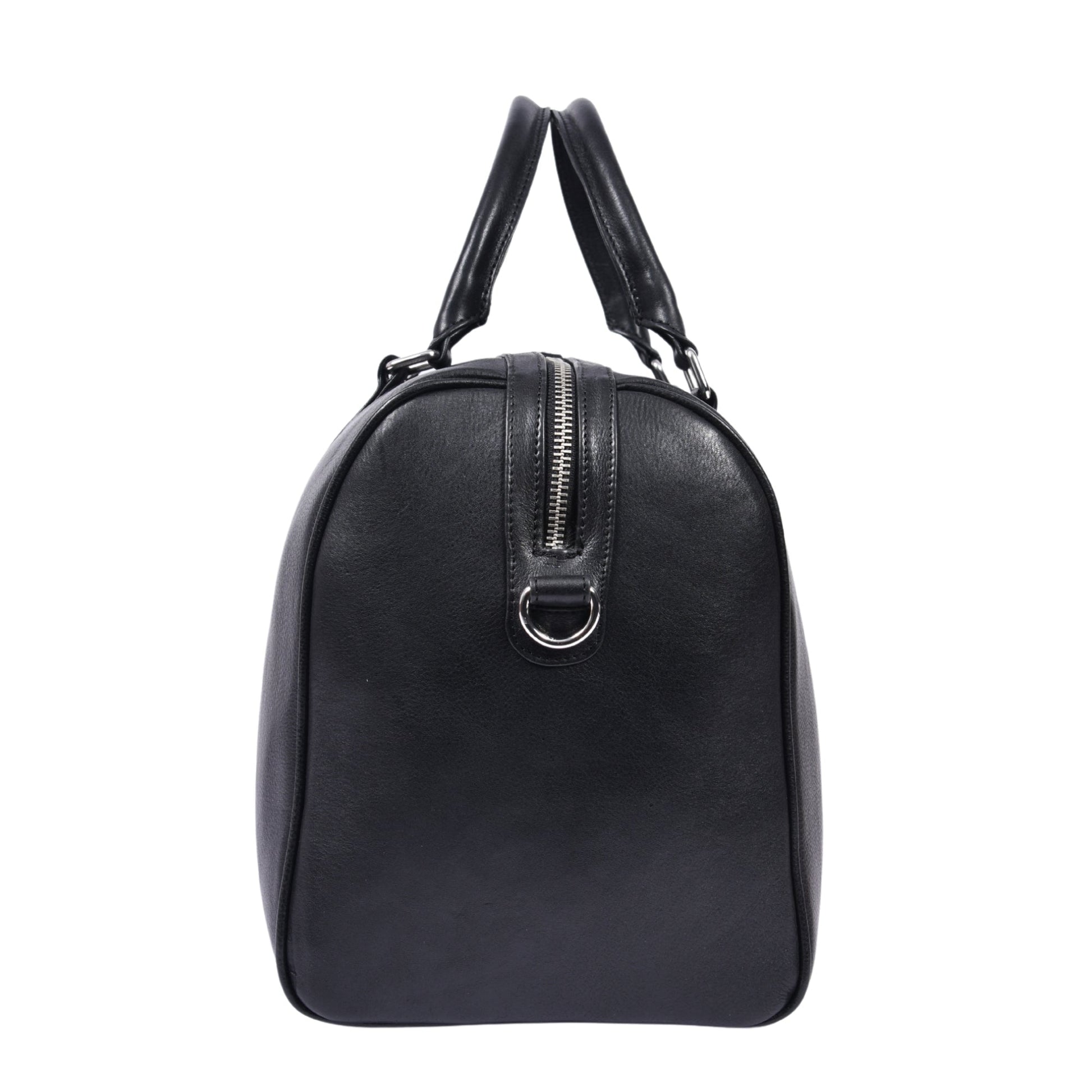 Minimalist Black Leather Weekender Duffle Bag - Aaron Leather Goods