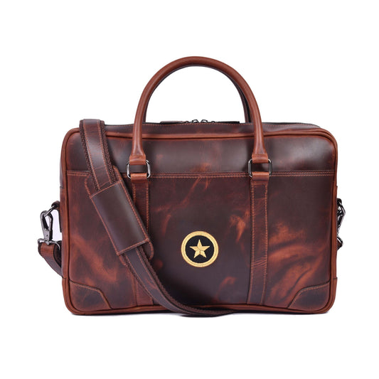 Premium Brown Leather Portfolio Bag for Professionals - Aaron Leather Goods