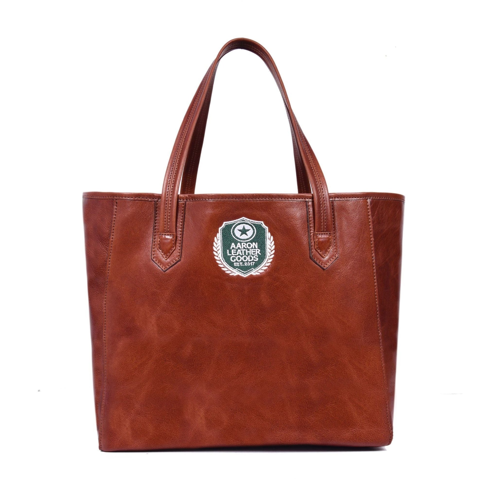 Premium Brown Leather Tote Bag for Office & Daily Use - Aaron Leather Goods