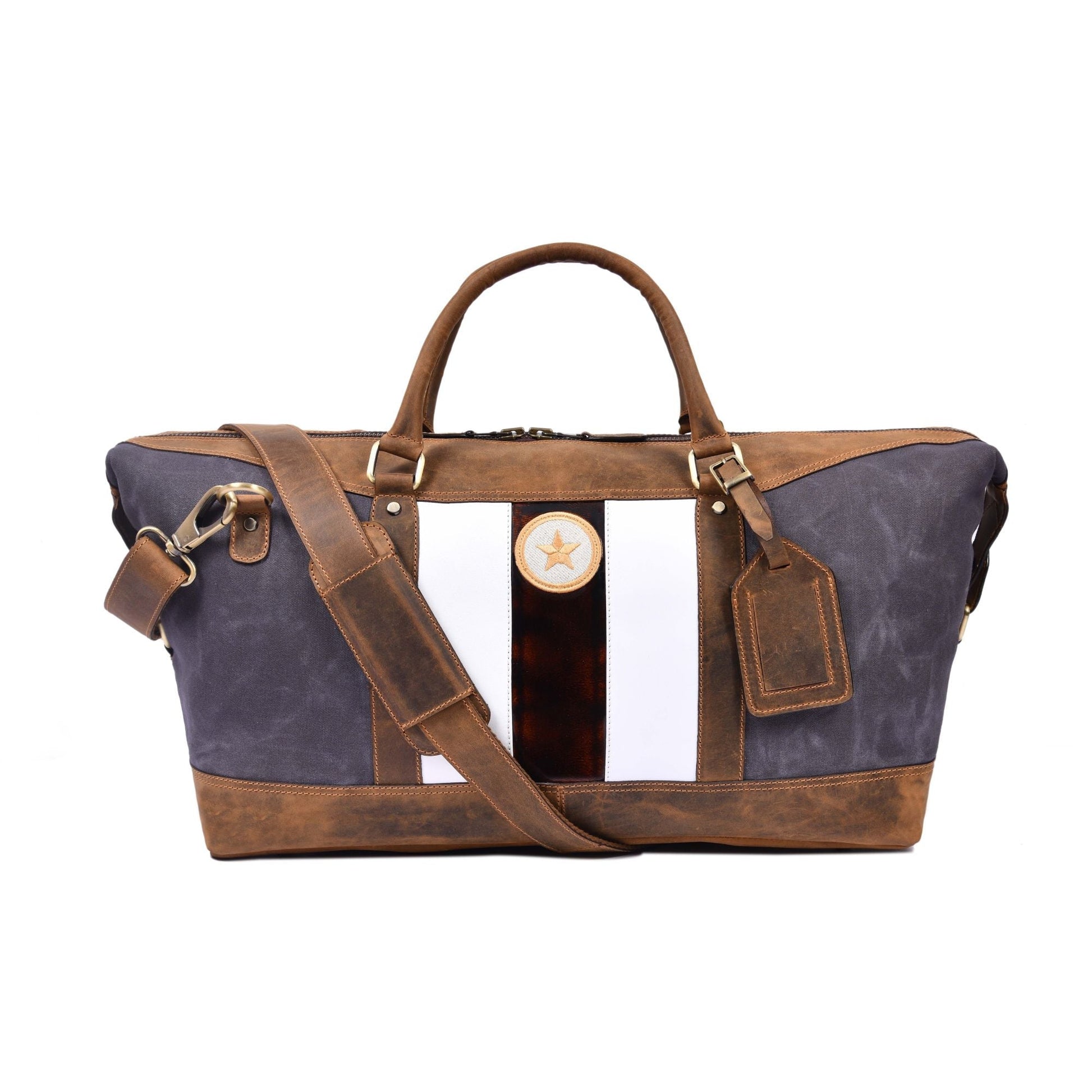 Premium Canvas Leather Weekend Duffle Bag for Travel - Aaron Leather Goods
