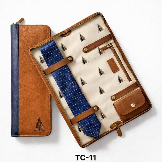 Premium Leather Tie Travel Case – Elegant Organizer - Aaron Leather Goods Inc