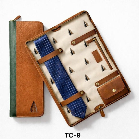 Premium Leather Tie Travel Case – Elegant Organizer - Aaron Leather Goods Inc