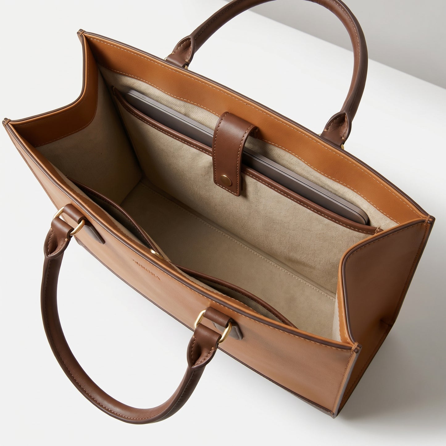 Luxury Dual-Tone Leather Executive Tote Bag